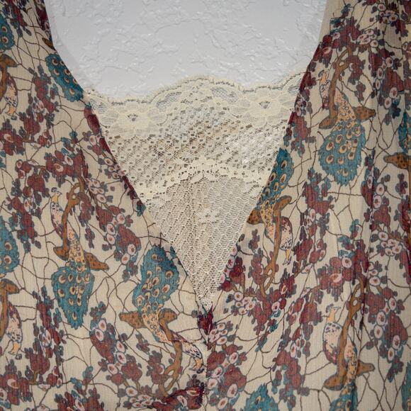 To The Max Cream Peacock Printed 100% Silk Dress Size‎ 4 - Picture 3 of 8